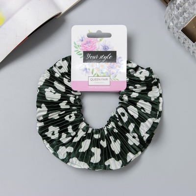 Резинка для волос QF «Орбита», жатка пятна, 12 см, зелёная