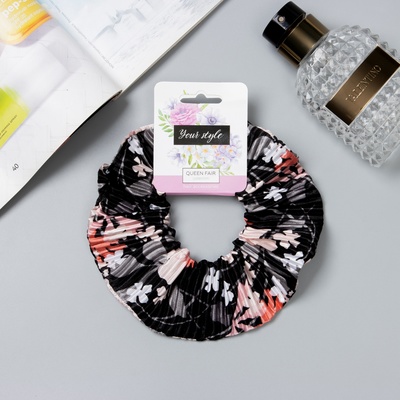 Резинка для волос QF «Орбита», жатка лето, 12 см, чёрная