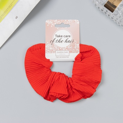 Резинка для волос QF «Орбита», жатка классика, 12 см, красная