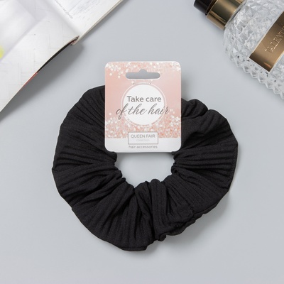 Резинка для волос QF «Орбита», жатка классика, 12 см, чёрный