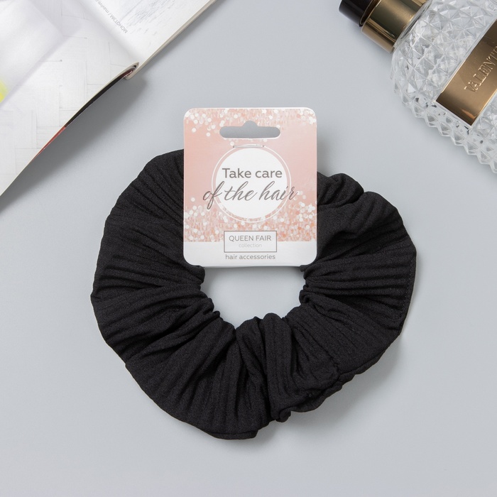 Резинка для волос QF «Орбита», жатка классика, 12 см, чёрный - Фото 1