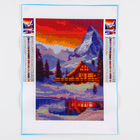 Алмазная мозаика на новый год с полным заполнением со светящимися стразами на холсте «Домик в горах», 20×30 см, набор для творчества - Фото 2