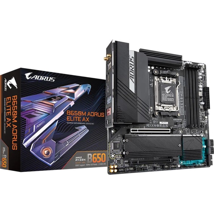 Материнская плата Gigabyte B650M AORUS ELITE AX SocketAM5 AMD B650 4xDDR5 mATX AC`97 8ch(7.   107806 - фото 51662413