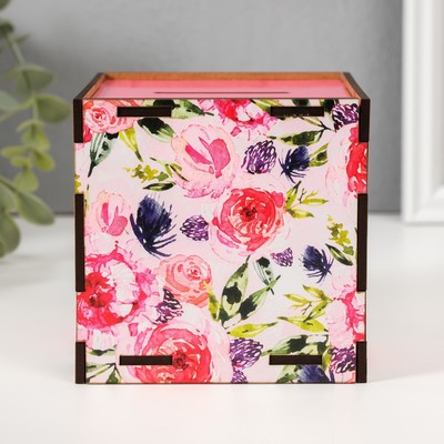 Деревянная копилка для денег «Богатства», куб, с надписью, 10×10×10 см