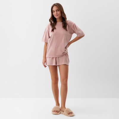 Пижама женская (футболка, шорты) KAFTAN Plushy, размер 44-46, розовый