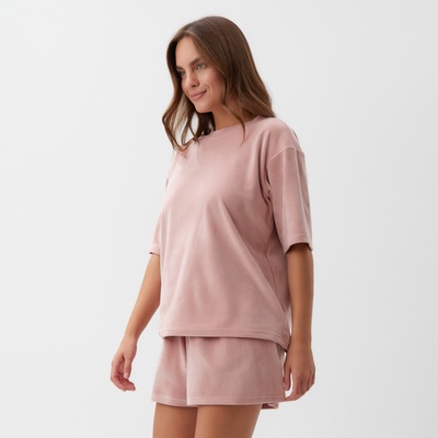 Пижама женская (футболка, шорты) KAFTAN Plushy, размер 44-46, розовый