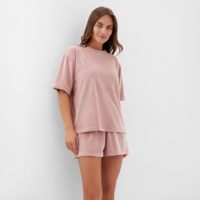 Пижама женская (футболка, шорты) KAFTAN Plushy, размер 44-46, розовый