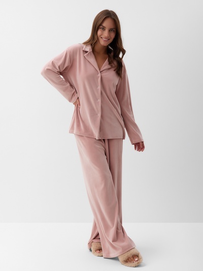 Пижама женская (рубашка, брюки) KAFTAN Plushy, размер 44-46, розовая