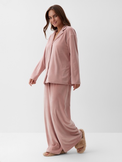 Пижама женская (рубашка, брюки) KAFTAN Plushy, размер 44-46, розовая