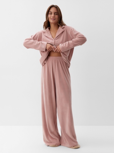 Пижама женская (рубашка, брюки) KAFTAN Plushy, размер 44-46, розовая