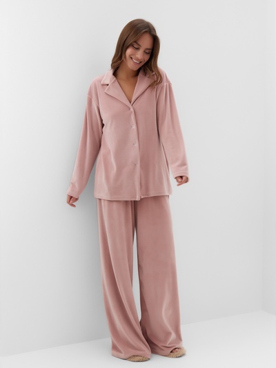 Пижама женская (рубашка, брюки) KAFTAN Plushy, размер 44-46, розовая