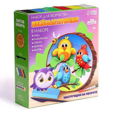 Роспись и лепка по дереву для детей. Набор для творчества «Веселые птички»