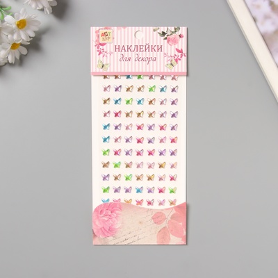 Наклейка-стразы «Бабочки», цветная, 15×9 см