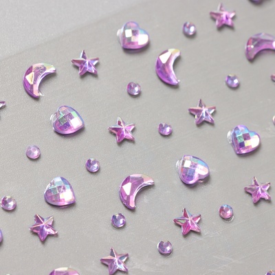 Наклейка пластик стразы "Россыпь" сиреневая 11х7,8 см