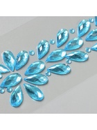 Наклейка пластик стразы "Капельки. Браслет" голубая перламутр 25х8,5 см - фото 809235071