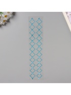 Наклейка пластик стразы "Узор из ромба" синяя 35х8 см - фото 809235098