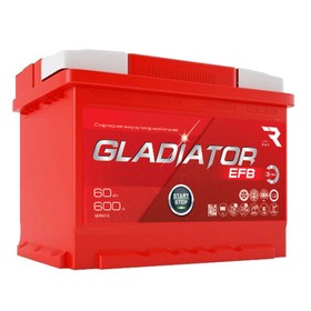 Аккумуляторная батарея Gladiator EFB 60 А/ч, прямой полярности, конус 10787794