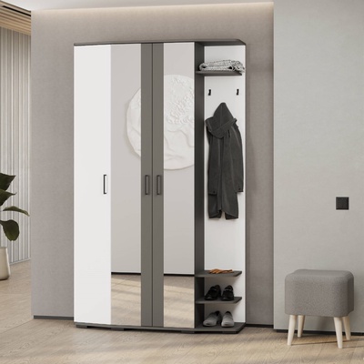 Прихожая «Паола», 1194×370×2020 мм, цвет графит/белый