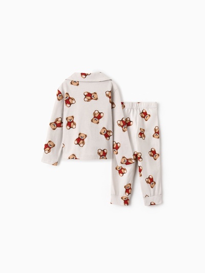 Пижама для девочки (рубашка, брюки) KAFTAN «Мишка в шарфе» размер 28 (86-92 см)