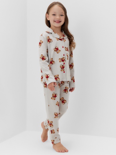 Пижама для девочки (рубашка, брюки) KAFTAN «Мишка в шарфе» размер 28 (86-92 см)
