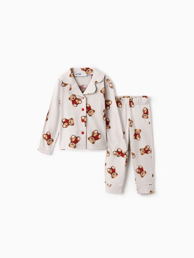 Пижама для девочки (рубашка, брюки) KAFTAN «Мишка в шарфе» размер 28 (86-92 см)