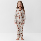 Пижама для девочки: рубашка, брюки, KAFTAN «Мишка в шарфе» рост 122-128 см - Фото 1