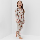 Пижама для девочки: рубашка, брюки, KAFTAN «Мишка в шарфе» рост 122-128 см - Фото 5