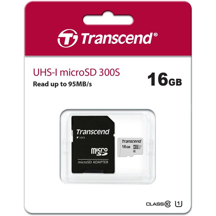 Карта памяти microSDHC 16GB Transcend TS16GUSD300S-A + adapter - фото 51663594