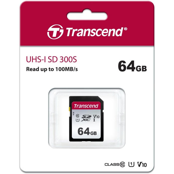 Карта памяти SDXC 64GB Transcend TS64GSDC300S 300S w/o adapter - фото 51663606