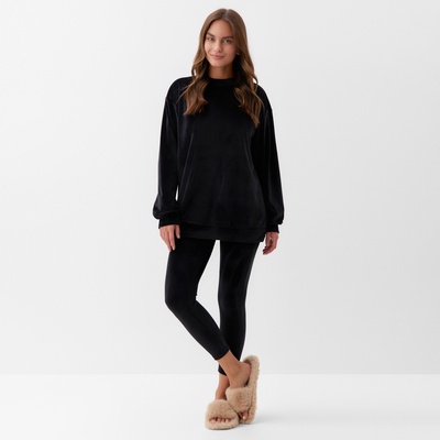 Костюм женский (свитшот, леггинсы) KAFTAN Plushy, размер 40-42, чёрный