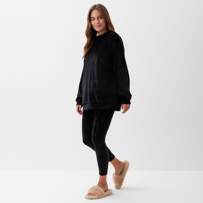 Костюм женский (свитшот, леггинсы) KAFTAN Plushy, размер 40-42, чёрный