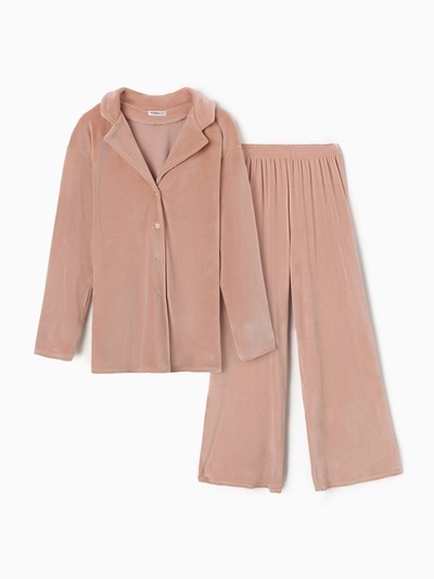 Пижама женская (рубашка, брюки) KAFTAN Plushy, размер 40-42, бежевая