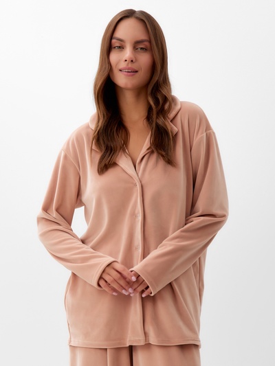 Пижама женская (рубашка, брюки) KAFTAN Plushy, размер 40-42, бежевая