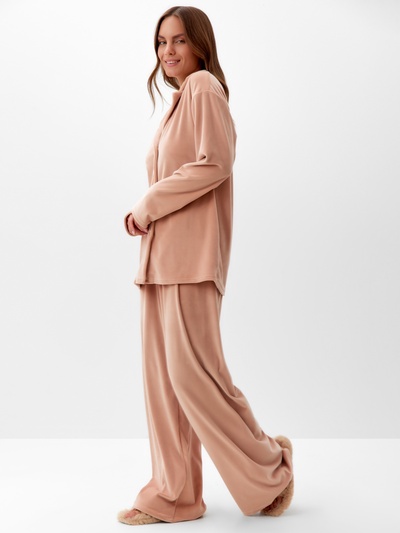 Пижама женская (рубашка, брюки) KAFTAN Plushy, размер 48-50, бежевая