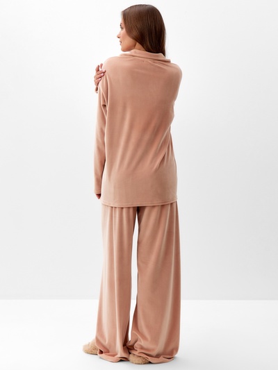 Пижама женская (рубашка, брюки) KAFTAN Plushy, размер 48-50, бежевая