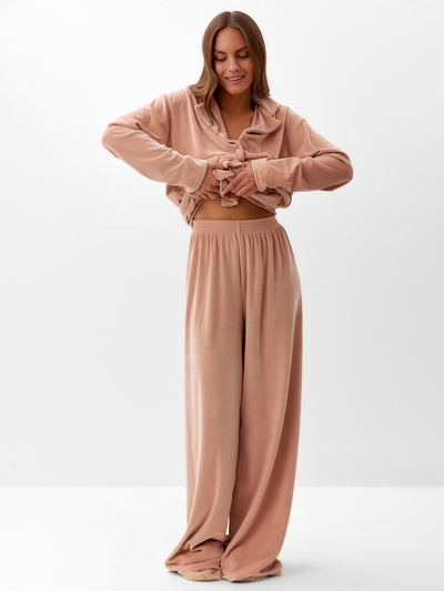 Пижама женская (рубашка, брюки) KAFTAN Plushy, размер 48-50, бежевая