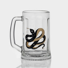 Кружка новогодняя стеклянная для пива «Золотые змейки», 500 мл, МИКС (комплект 8 шт) - фото 25948426