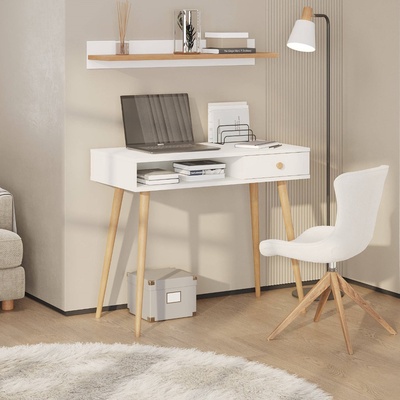 Стол письменный, 1 ящик, открытая ниша, 900×450×760 мм, цвет белый