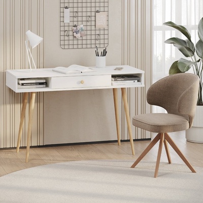 Стол письменный, 1 ящик, открытая ниша, 1200×450×760 мм, цвет белый