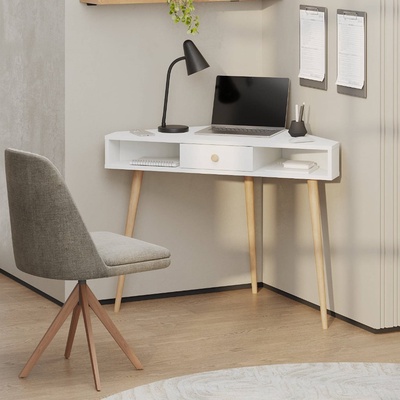 Стол письменный угловой, 1 ящик, открытая ниша, 800×800×760 мм, цвет белый