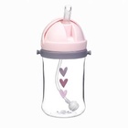 Поильник - непроливайка детский «Сердечки» с силиконовой трубочкой и грузиком, от 9 мес., 350 мл., на ленте, розовый, Крошка Я - Фото 1