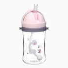 Поильник - непроливайка детский Крошка Я с силиконовой трубочкой и грузиком, от 9 мес., 350 мл., на ленте, розовый - Фото 2