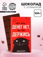 Шоколад с открыткой «Денег нет», 100 г - Фото 1