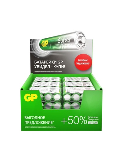 Батарейка алкалиновая GP Super, AA, LR6-4S, 1.5 В, спайка, 4 шт.