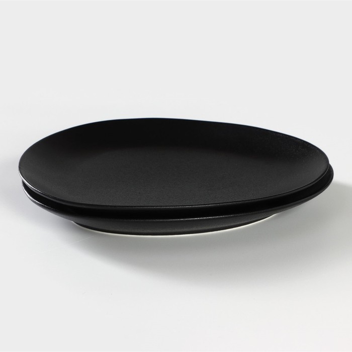 УЦЕНКА Набор тарелок фарфоровых Magistro Carbon, 26×23 см, цвет чёрный - фото 117477531