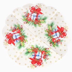 Салфетки бумажные круглые Art Bouquet Rondo «Подарок на новый год», 3 слоя, d=32 см, 12 шт. (комплект 3 шт)