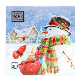 Салфетки новогодние бумажные «Вместе теплее», 3 слоя, 33?33 см, 20 шт. (комплект 3 шт)