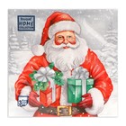 Салфетки новогодние бумажные Home Collection «Дедушка Мороз с подарками», 3 слоя, 33×33 см, 20 шт. - Фото 2