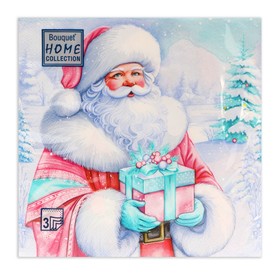 Салфетки новогодние бумажные Home Collection «Дедушка Мороз», 3 слоя, 33?33 см, 20 шт. (комплект 2 шт)