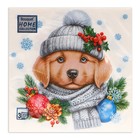 Новогодние салфетки бумажные Home Collection «Добрый песик», 3 слоя, 33х33 см, 20 шт - Фото 2